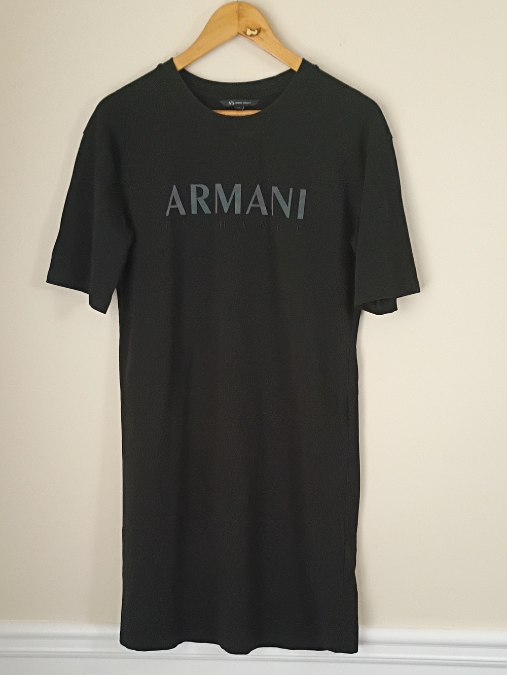 Armani Exchange Black Crew Neck Logo Tee Shirt Dress